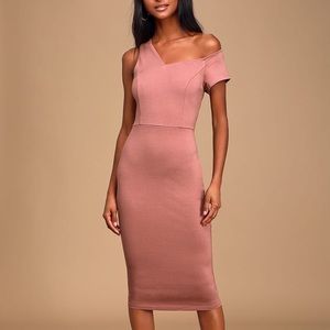 Lulus Mauve One-Shoulder Bodycon Midi Dress